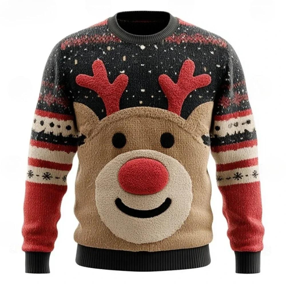 Women's, and Teenagers' Ugly Christmas Sweaters, Christmas Gingerbread Man Patterned Round Neck Sportswear Y2k Clothes