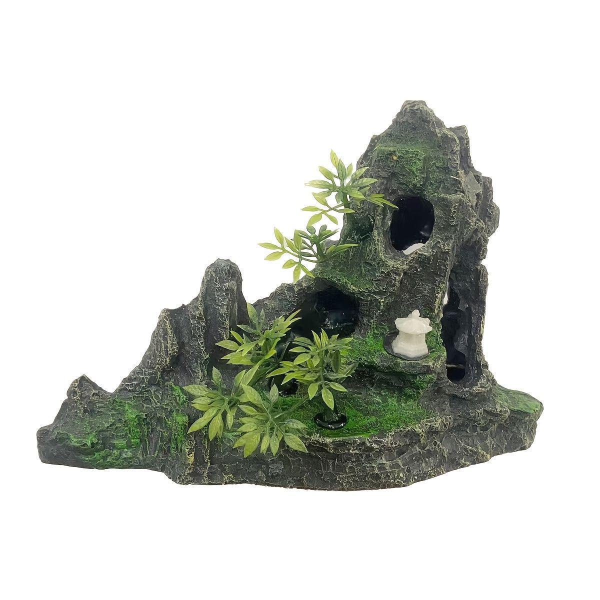 

Aquarium Fish Tank Landscaping Rockery, Rural Style Resin Handicrafts, Realistic Stone Mountain Decorative Items зелений