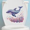Cartoon Whale Flower Toilet Sticker Removable Self-adhesive Waterproof PVC Living Room Wall Art Bathroom Toilet Lid Decoration Decal