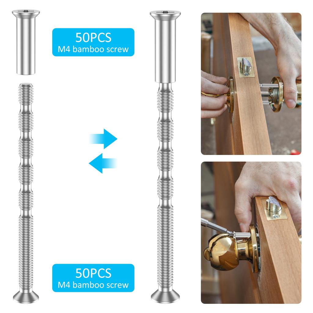 50Sets M4 Door Handle Fixing Screw Bolts Snap Off Cuttable Connecting Screws for Door Handle Roses Knobs Door Lock & Escutcheons