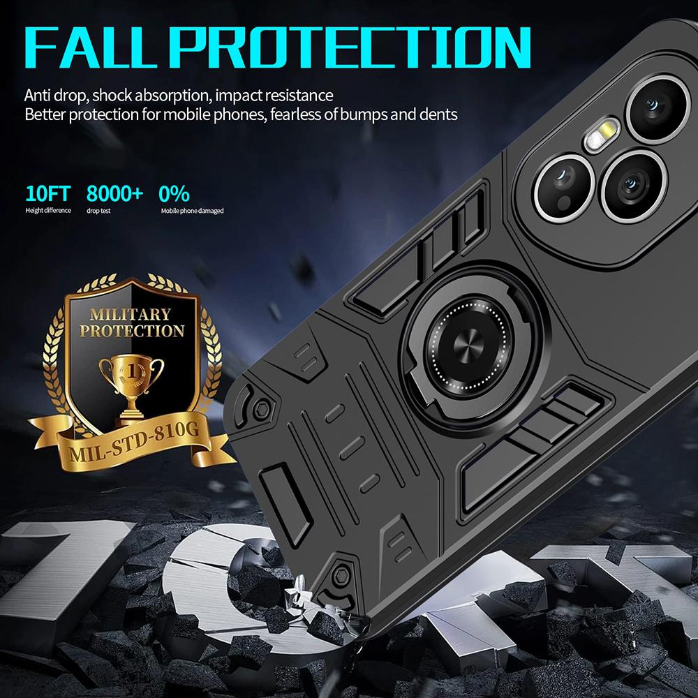 For Honor 400 Pro 5G (Global) Case with Ring Holder Kickstand PC + TPU Anti-Fall Phone Cover