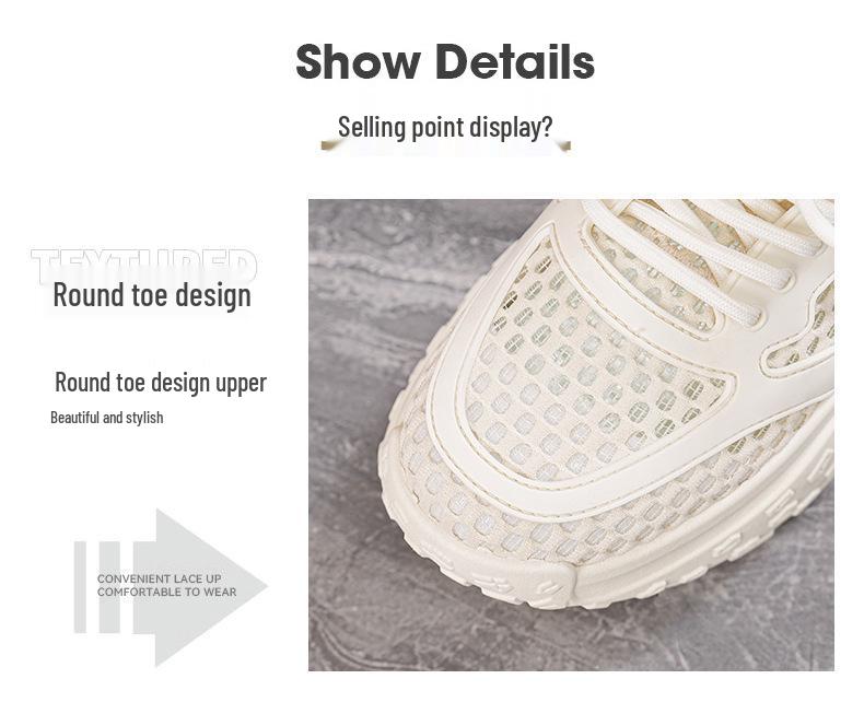 Summer Women's Breathable Mesh Sneakers with Thick Soles - Korean Style Casual Running Shoes.