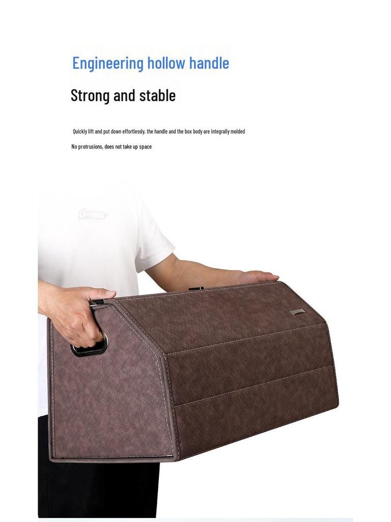 Großer Kofferraum-Organizer für das Auto, Leder mit Schafsfellmuster, Aufklappbares faltbares Design.