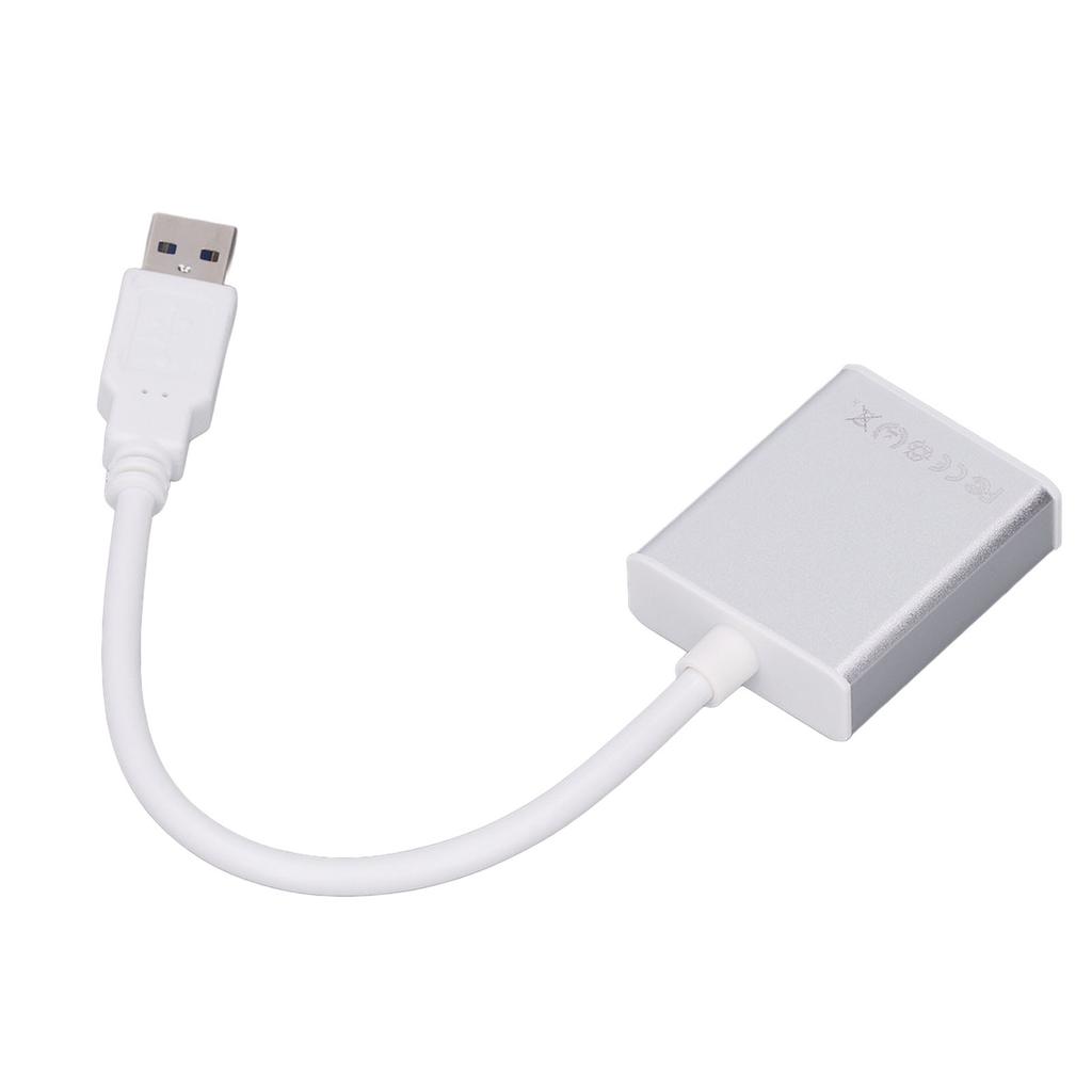 USB 3.0 to HD Multimedia Interface Adapter Aluminum Alloy Free Drive USB to HD Output Converter for Laptops Silver
