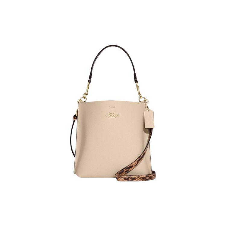 New COACH Mollie Cow Leather Bucket Bag, Shoulder Bag, Handbag Trumpets Women's Ivory White CB901-IMOQY