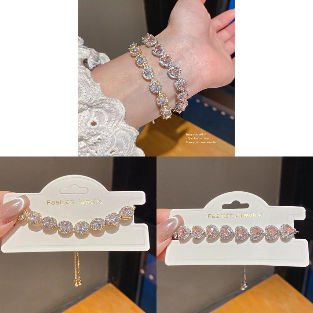 Geometrisches ovales Zirkonarmband für Damen mit Zirkonia in elegantem Goldfinish