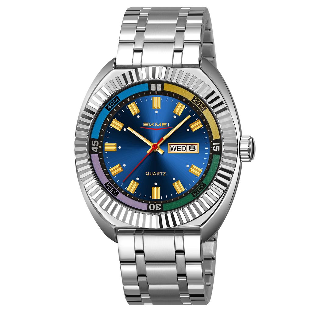 SKMEI 9353 Quartz Movement Stopwatch Alloy Stainless Steel Watch Business Men Wristwatches Clock Waterproof Fashion Male Luxury