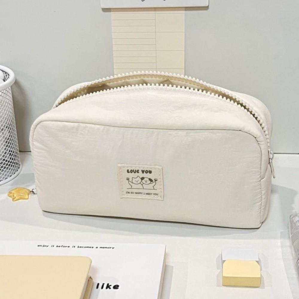 Solid Color Pencil Case Portable Stationery Organizer Adorable Pen Bag Students Supplies