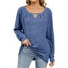 Autumn and Winter Women's Plus Size Solid Color Wrinkled Frayed Milled Hollowed Loose Long Sleeve Top
