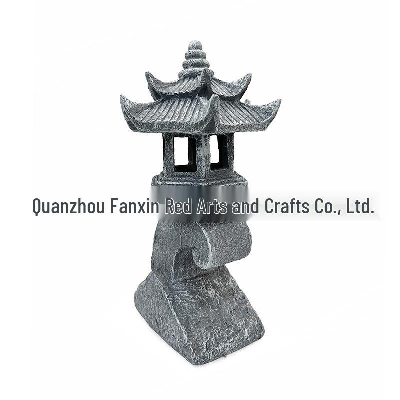 Zen Style Imitation Stone Pagoda Lantern: Chinese Courtyard Garden Art Ornament.