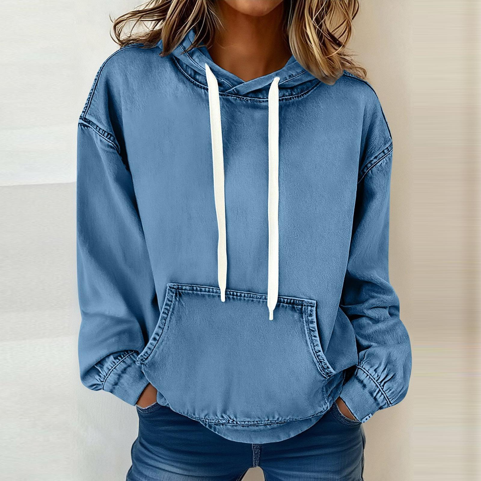 

Tops For Women Long Sleeve R-Neck Casual T-Shirts XL небо синє кольору