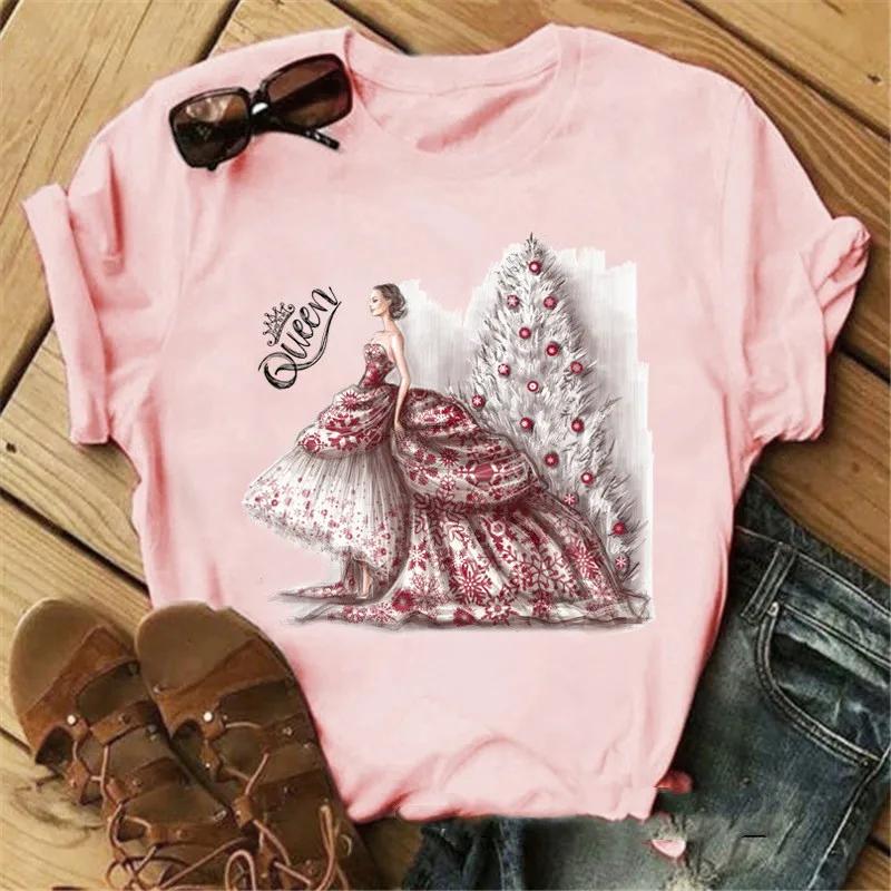 Pink Crown Queen Print Women T Shirt Short Sleeve O Neck Loose Women Tshirt Ladies Tee Shirt Tops Clothes Camisetas Mujer
