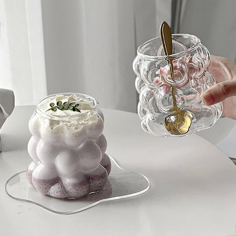 Cold Coffee Cups Latte Coffee Glass Juice Milk Water Cup Clear Water Bottle Glasses for Drinks Kitchen Desk Accessorie
