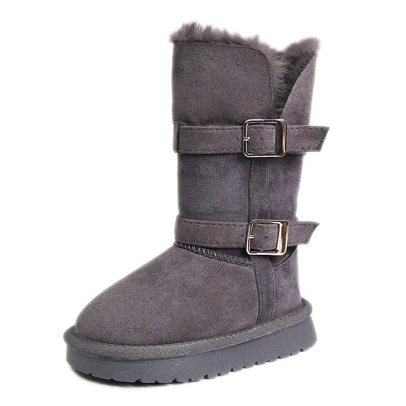 

Tall snow boots for girls Winter thick-soled thickening plush high-top boots Warm cotton shoes 26 серый
