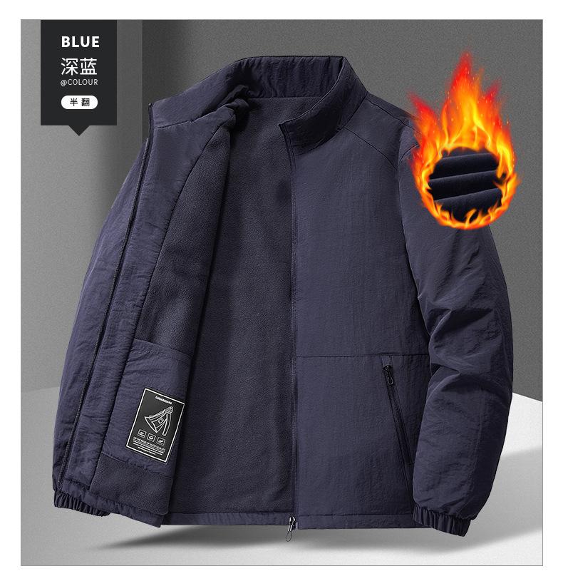 

2025 зимняя защита от холода повседневная ветрозащитная мужская мода воротник-стойка утолщенная мужская одежда утолщенная теплая куртка M синий