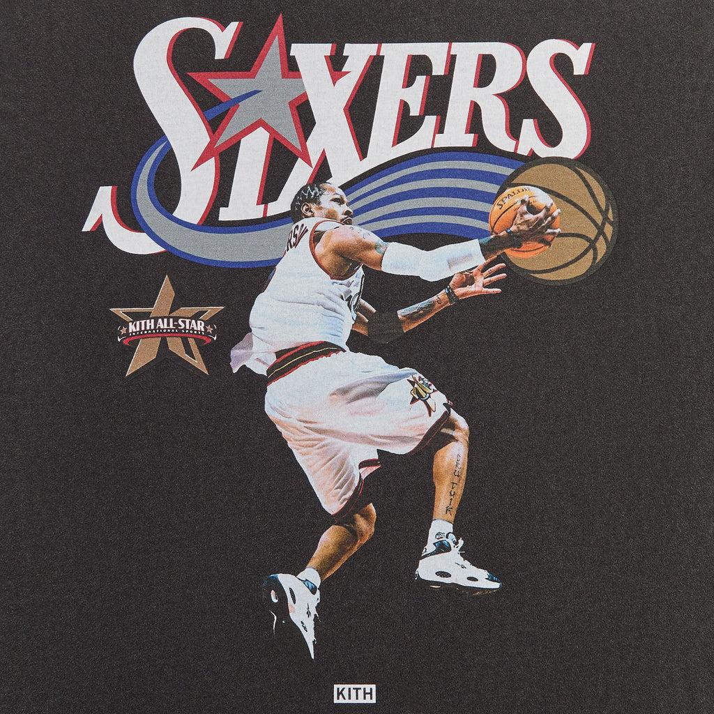 Kith For NBA All-Star Philadelphia 76ers Allen Iverson Vintage Tee Black Men Tops KHM034945-001
