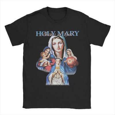Men's T-Shirts Holy Mary Collage Awesome Cotton Tee Shirt Short Sleeve  T Shirts Crewneck Tops New Arrival