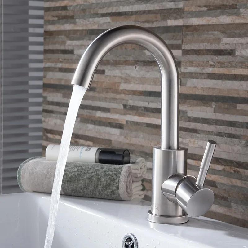 Basin Faucet Bathroom Kitchen 360°rotating Sink Faucet Stainless Steel Hot and Cold Tap Toilet Water Mixer Tap Accessories