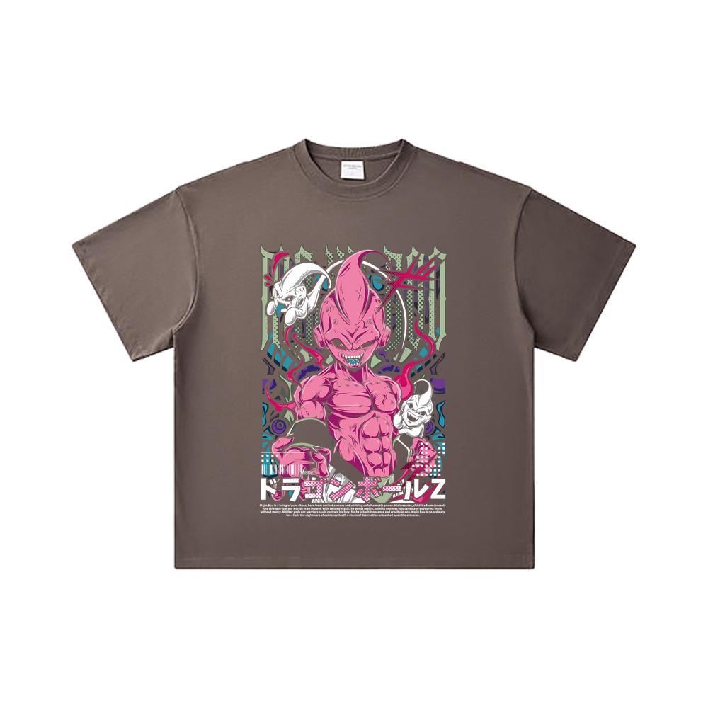 260 GSM Double Yarn 32 Count 100% Cotton Dragon Ball V67 Majin Buu Print Unisex Heavy Cotton T Shirt