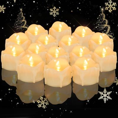 Dripping Wax LED Tea Lights Candles Flickering Flameless LED Tealights Electric Votive Candles for Christmas Wedding Halloween