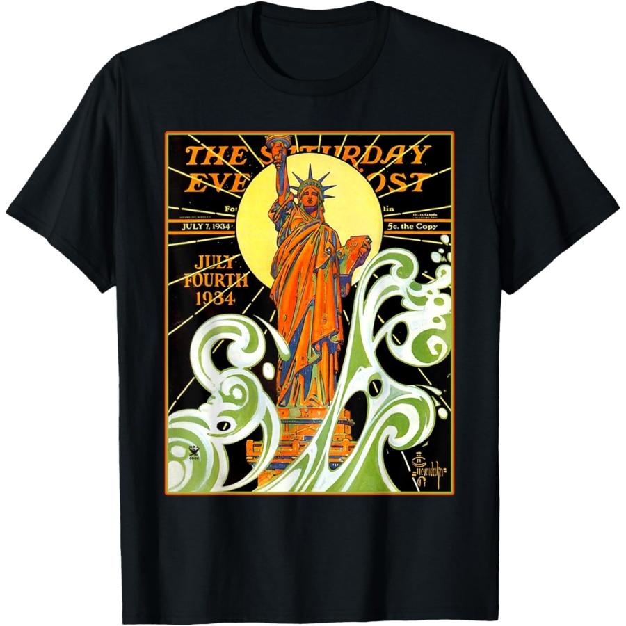 Lady Liberty Statue Of Liberty Waves NYC New York Vintage T-Shirt S