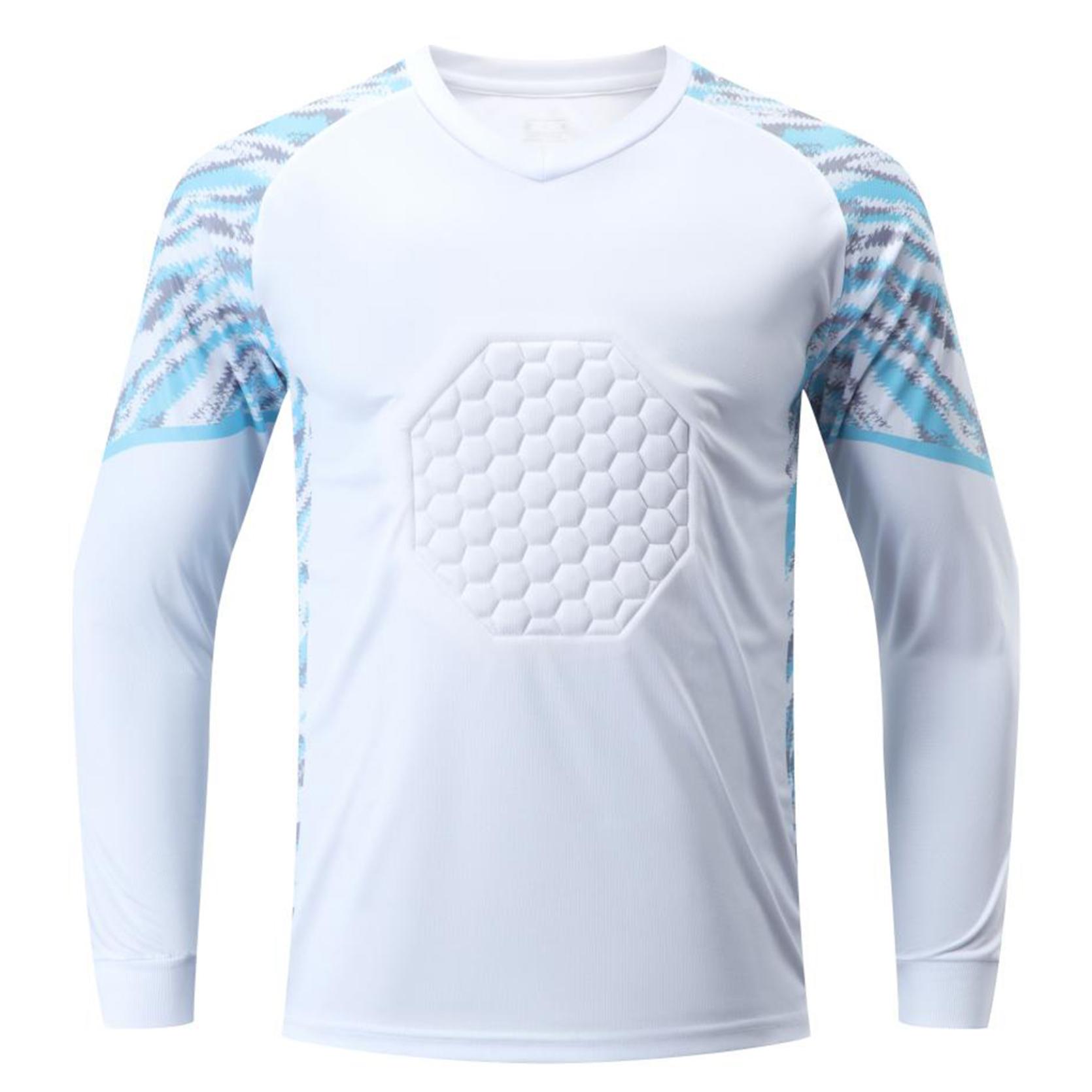 

Детский футбольный вратарь для мальчиков, спортивный топ с длинными рукавами, защитные губчатые подушечки, вратарский трикотаж, топ для футбола, баскетбола, тренировочный топ 16-18 Years белый