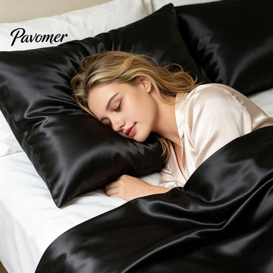 Wrinkle Resistant Bedding Shams Satin Pillow Case, Silky Cooling Cover, Reduces Hair Frizz & Skin Versatile Home Accessories Friction, Solid Color Bed