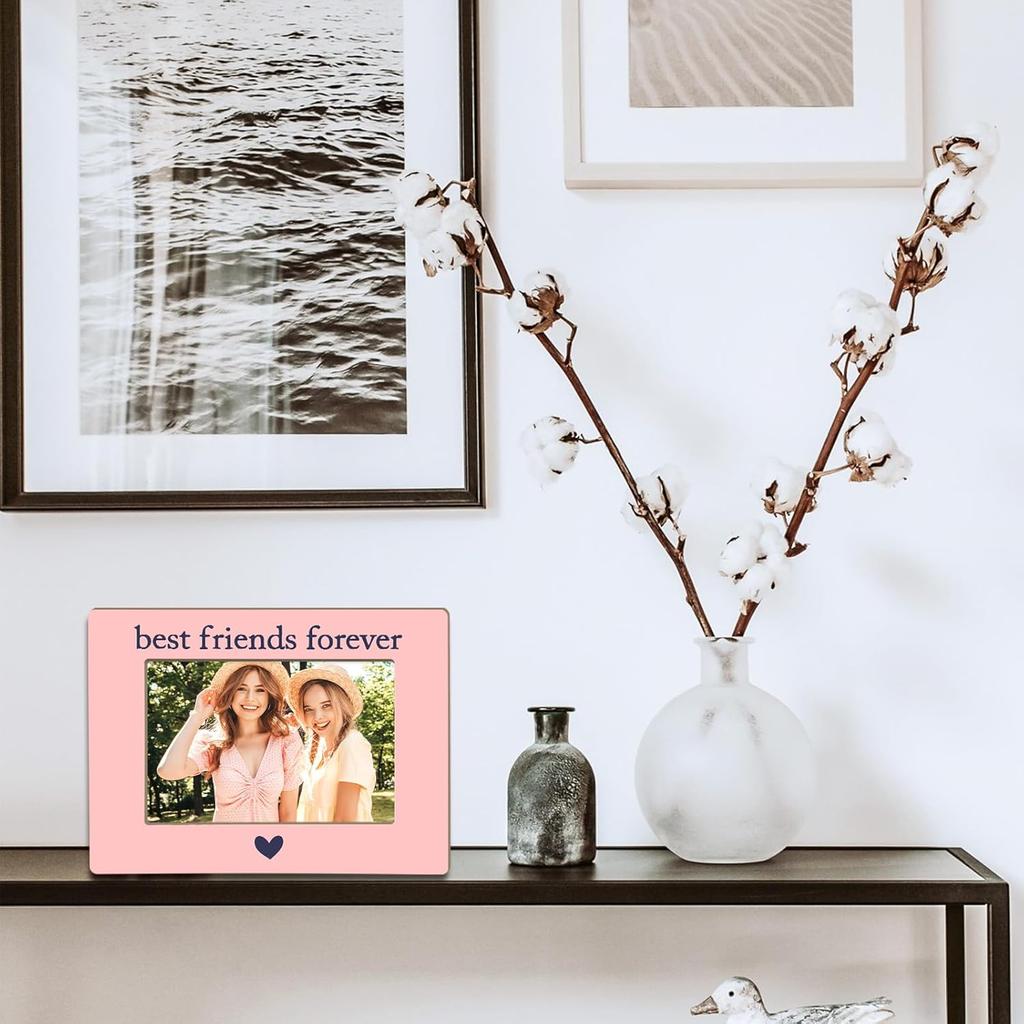 Best Friend Picture Frame, BFF & Friends Forever Gifts, Photo Frame with Wooden Stand, Home Office Table Top Display Decorations 4x6 inch
