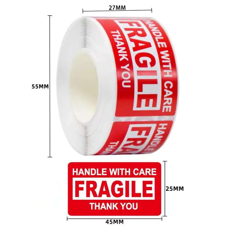 250Paste/Roll Fragile English Warning Label sticker, copper Plate Adhesive Anti-Tamper Fragile ltem Warning Stickers