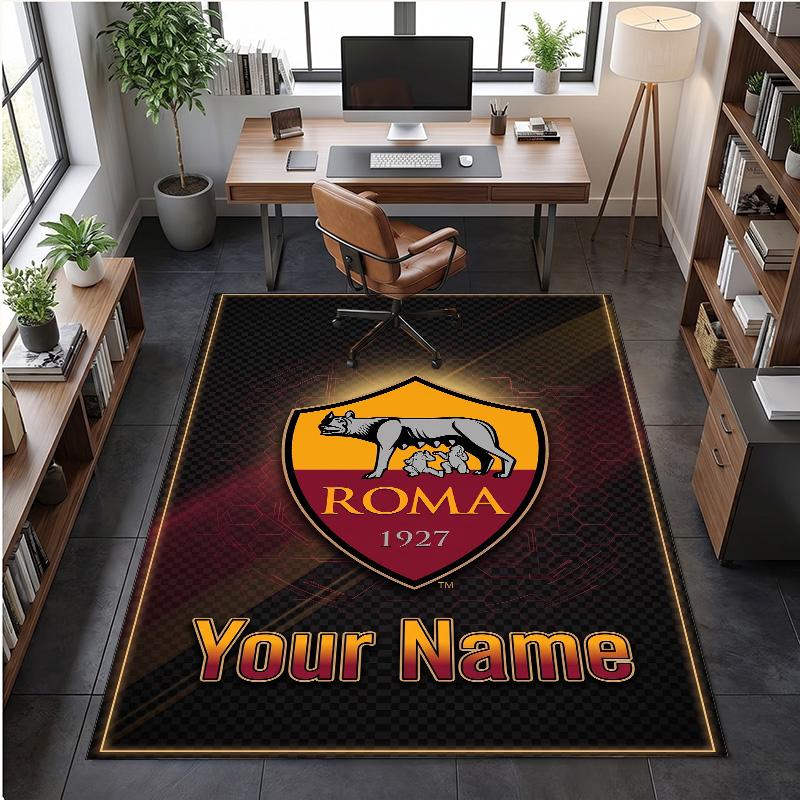 Crystal Velvet Rug AS Roma Print Custom Name Text Floor Mat Home Decor