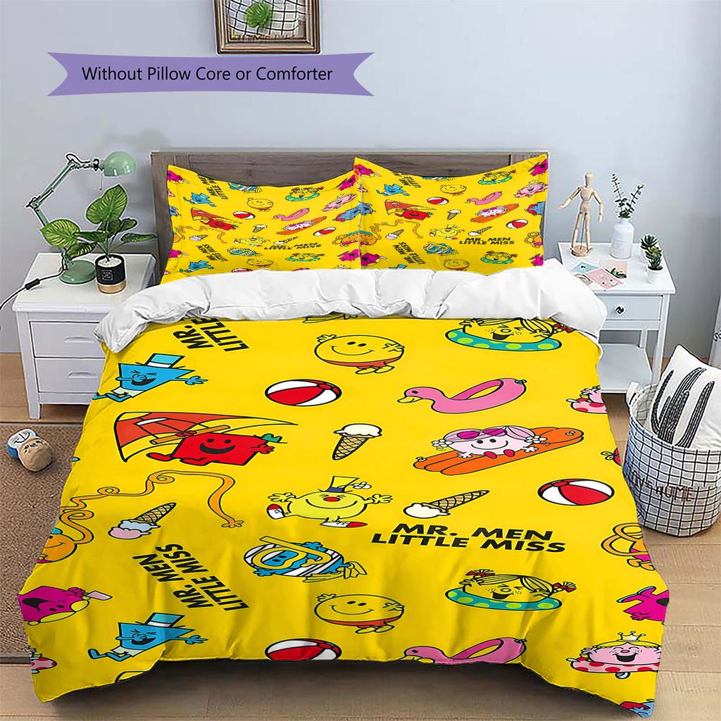 Herr. Herren Little Miss Muster Bettwäsche, Steppbett Set Bettbezug Kissenbezug Haus Geburtstag Geschenk(1 Bettbezug + 2 Kissenbezüge, ohne Füllung)