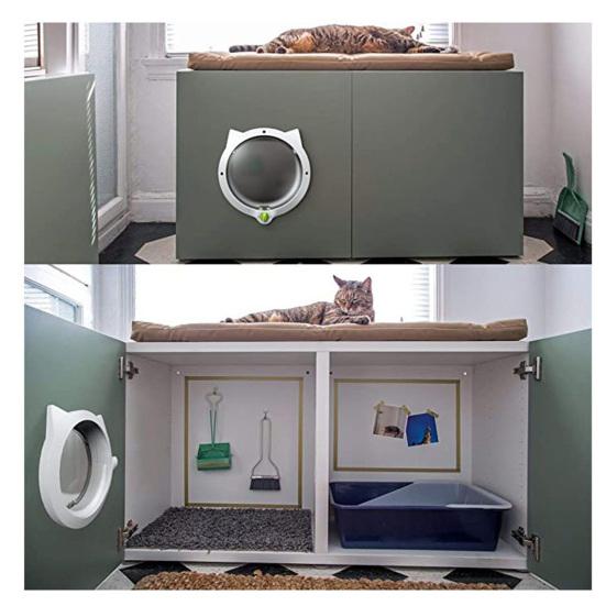 Pet Door Round Security ABS 4 Ways Modes Interior Exterior Door for Dog