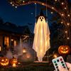 Grand Fantôme Volant Suspendu de 1,5 m Décoration d'Halloween avec Balancement Éclairé Design Flottant pour Porche Avant Jardin Arbre Cour Fêtes Arrière-Cour 1 Paquet