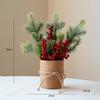 Christmas Artificial Pine Branches with Red Fruits Small Christmas Tree Tabletop Decoration Item Festival Decoration Setup Prop