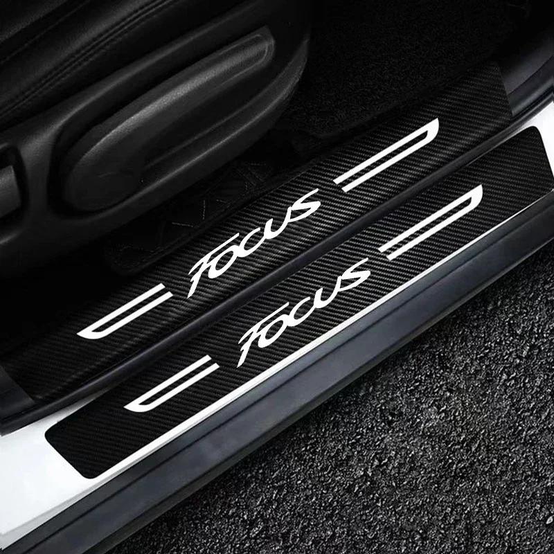 KLYE5 Car Door Threshold Sill Protective Stickers Anti Scratch For Ford FOCUS Logo Protective Film Waterproof Decals Car Accessories