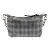 Miu Miu Miu Spirit Faux Crystal Decor Detachable Chain Satin Shoulder Tote Bag Women handbags Black 5BC103-2D5H-F0002-V-OOO