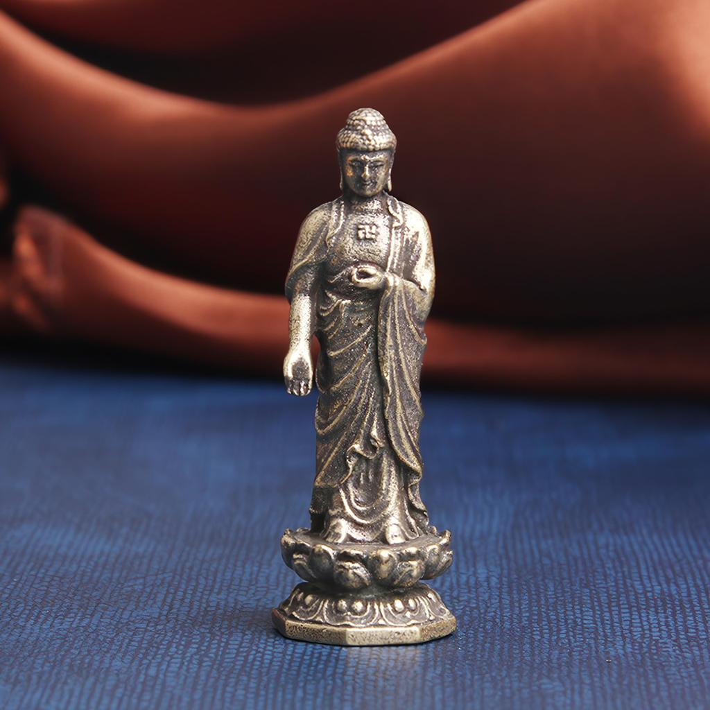 Miniature Shakyamuni Buddha Statue, Metal, Standing Buddha Statue, 47mm, Ideal for Amulets and Pilgrimages