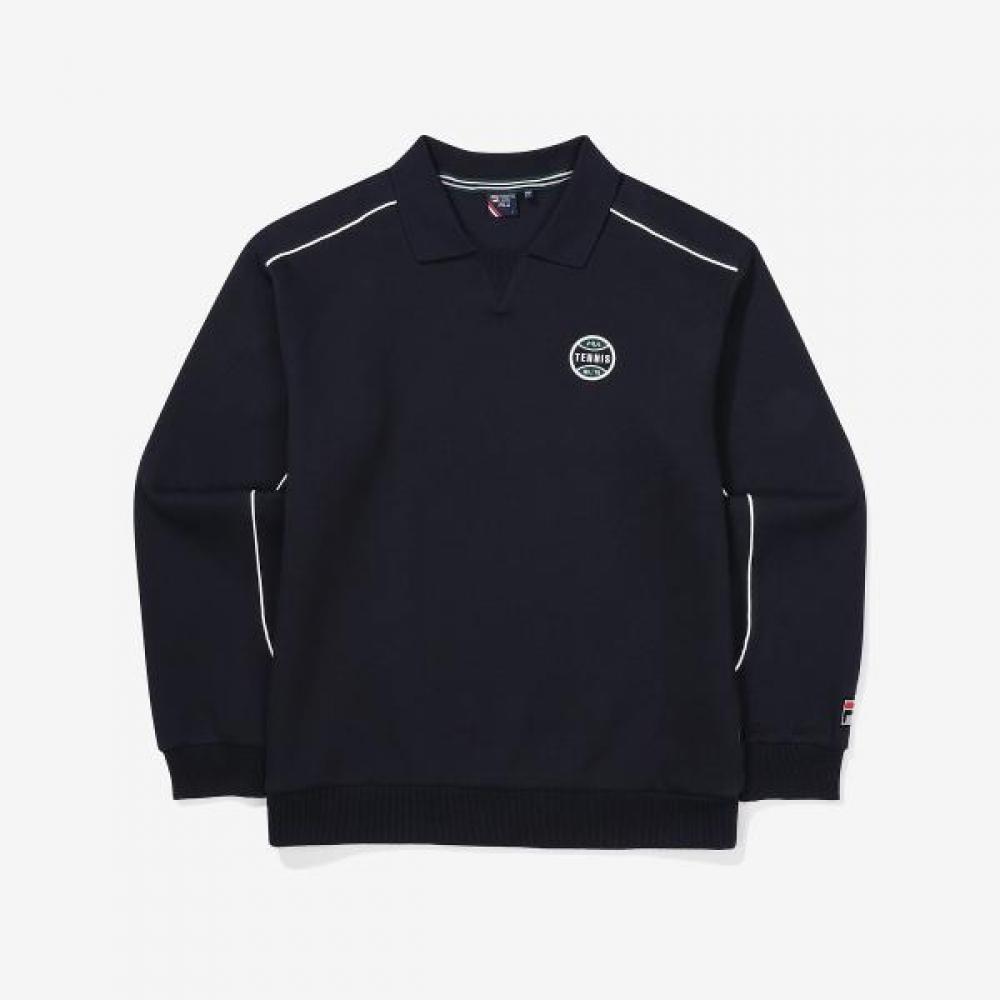 Fila Lettering Cotton Blend Collar Sweatshirt navy/90