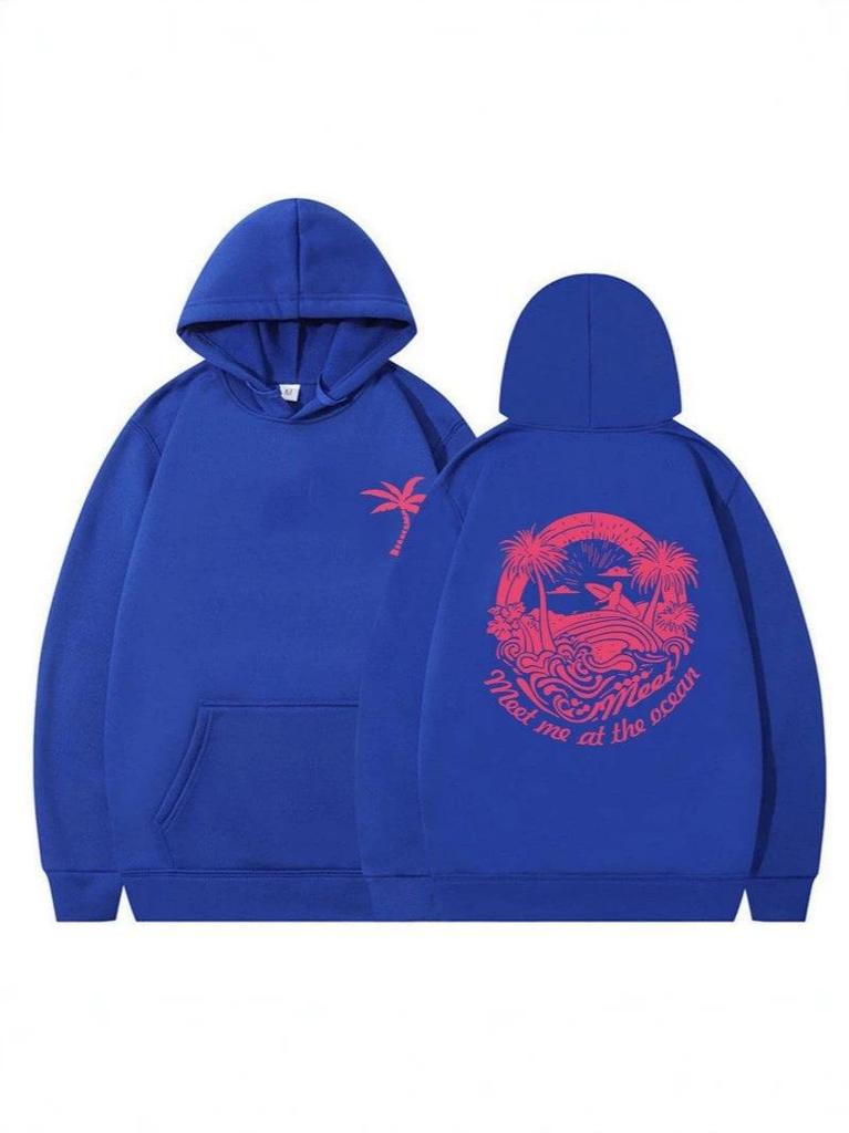 Plus Size Women's Retro Hip Hop Hoodie - Street Style Letter Print, Loose Fit, Autumn/Winter Fashion