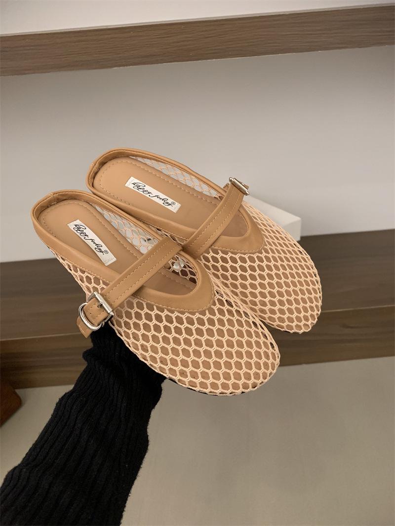 

2025 new spring and summer retro gentle evening shoes flat-bottomed French mesh breathable Mary Jane single shoes women s shoes 40