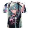 2026 Hot Summer Hatsune Miku 2-dimensional Animation 3D Printed T-shirts for Young Men and Women Clothing Tops Trend