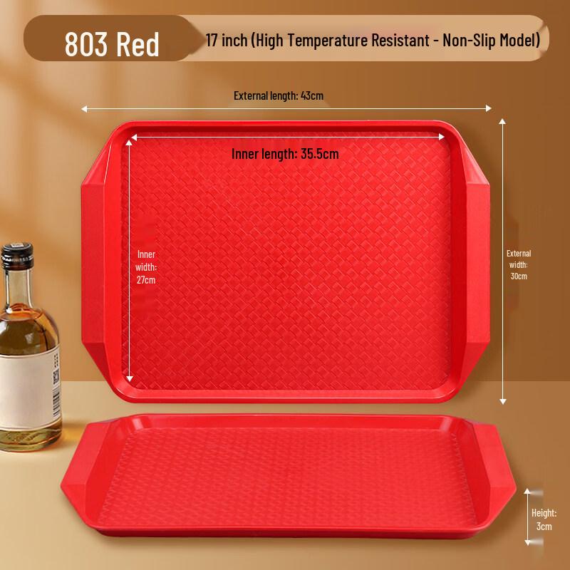 Rectangular Plastic Serving Tray with Handles