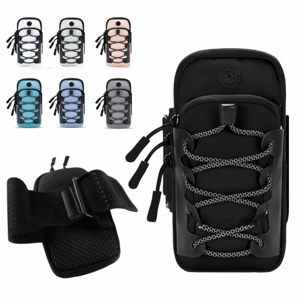 Reflective Cord Trim Sports Arm Bag Double Zipper Outdoor Pouch Reusable Wrist Pouch  Cycling