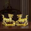 Brass Kirin Feng Shui Statue – Chinese Wealth & Good Luck Figurine for Entryway, Home Office Desk or Shelf Decor, Gift for Boss, Business Owner,