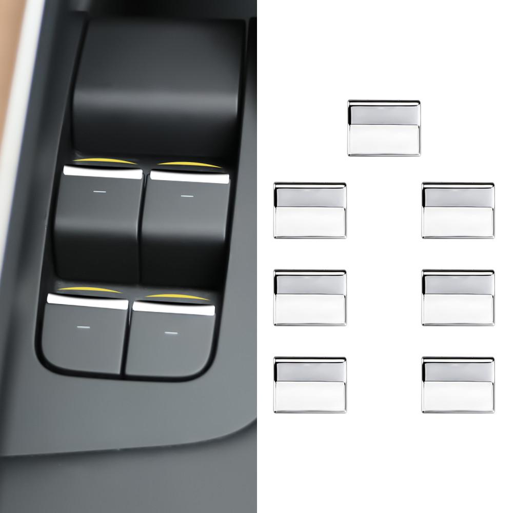 

7pcs Window Lift Control Button Cover Trim Stickers for Tesla Model 3 Model Y 2016-2026 Car Interior Windows Lifter ABS Sequins серебряный