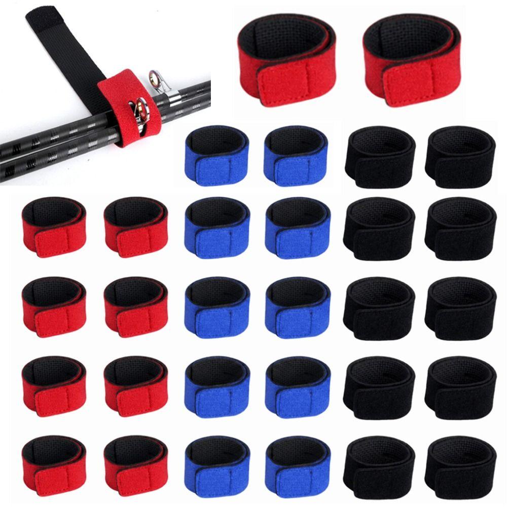 30PCS Elastic Fishing Rod Belts Neoprene Fishing Pole Straps Durable Fishing Rod Straps  Fly Rods