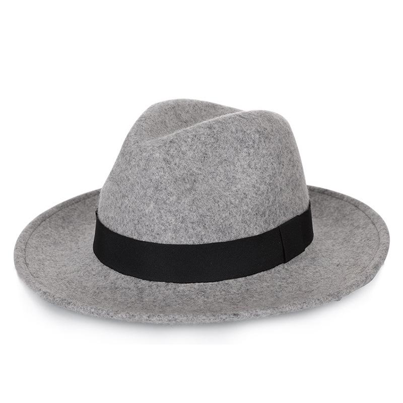 Zylinderhut aus Wolle mit großer Krempe und breiter Kante, Jazzhut, Cowboyhut, britischer Gentleman-Hut, Herbst und Winter, bequemer, modischer, warmer Filzhut