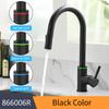 Brushed Nickel Kitchen Faucet Single Hole LED Style Pull Out Spout Kitchen Sink Stream Sprayer Head Black Mixer Tap LED 866006
