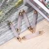 LiQunSweet 5 Pcs Natural Rose Quartz Crystal Stone Charm Connector Gemstones Links with Iron Findings Column Golden Bulk for Jewelry Making DIY