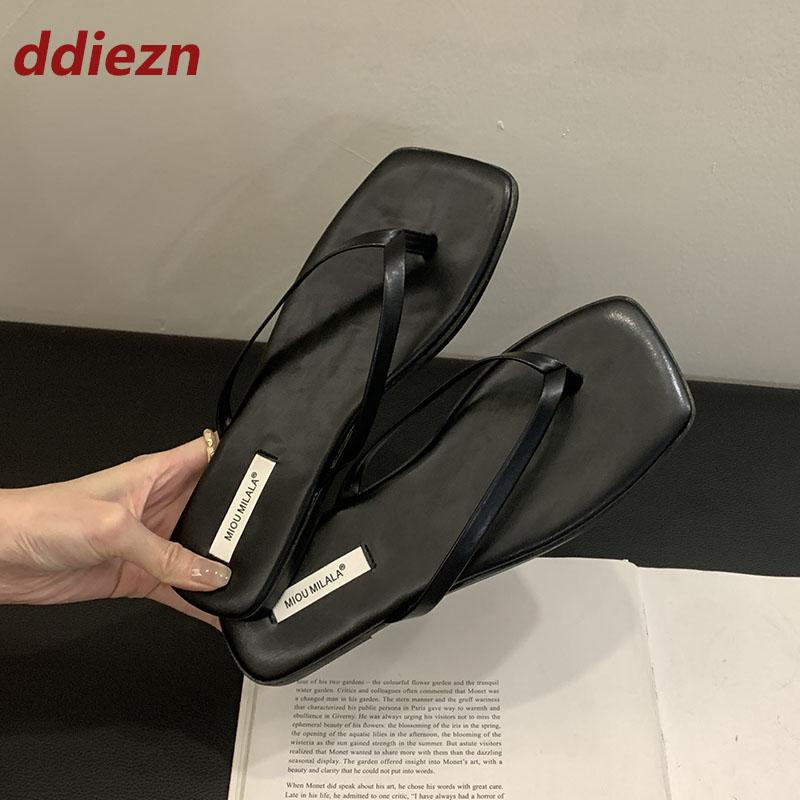 Fashion Female Summer Beach Flats Slippers Slides Shoes For Women Flip flops Fashion Square Toe Ladies Flats Slippers Shoes